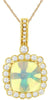 2.07CT DIAMOND & AAA OPAL 14K YELLOW GOLD 3D CUSHION & ROUND SQUARE HALO PENDANT