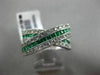 ESTATE LARGE 1.60CT DIAMOND & EMERALD 14KT WHITE GOLD 3D CRISS CROSS X LOVE RING
