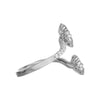 1.52CT DIAMOND 18K WHITE GOLD 3D ROUND & BAGUETTE DOUBLE FLOWER CRISS CROSS RING