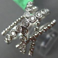 ESTATE WIDE .95CT DIAMOND 18KT WHITE GOLD 3D MULTI ROW CRISS CROSS FUN LOVE RING