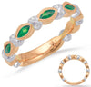 .54CT DIAMOND AAA EMERALD 14KT WHITE ROSE GOLD ROUND & MARQUISE ANNIVERSARY RING