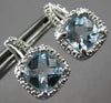 2.13CT DIAMOND & AAA AQUAMARINE 14KT WHITE GOLD CUSHION & ROUND HANGING EARRINGS