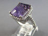 LARGE 5.75CT DIAMOND & AAA AMETHYST 14KT WHITE GOLD 3D CUSHION & ROUND HALO RING