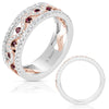WIDE .73CT DIAMOND & AAA RUBY 14KT WHITE & ROSE GOLD MULTI WAVE ANNIVERSARY RING