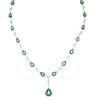 LARGE 30.32CT DIAMOND & AAA EMERALD 18KT 2 TONE GOLD OVAL & ROUND HALO NECKLACE