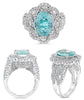 EXTRA LARGE 5.31CT DIAMOND & AAA PARAIBA TOURMALINE 14KT WHITE GOLD FLOWER RING