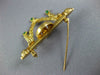 ANTIQUE .35CT DIAMOND EMERALD & PEARL 14KT YELLOW GOLD FILIGREE BROOCH PIN #876
