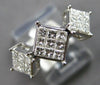 LARGE .75CT DIAMOND 14K WHITE GOLD PRINCESS GEOMETRICAL PAST PRESENT FUTURE RING