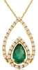 .53CT DIAMOND & AAA EMERALD 14KT YELLOW GOLD PEAR SHAPE & ROUND FLOATING PENDANT