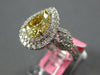 LARGE GIA 2.88CT WHITE & FANCY YELLOW DIAMOND 18K 2 TONE GOLD 3D ENGAGEMENT RING