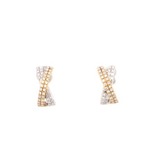 ESTATE .64CT DIAMOND 18KT WHITE GOLD 3D MULTI ROW CRISS CROSS X HANGING EARRINGS