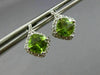 ESTATE 1.85CT DIAMOND & AAA PERIDOT 14KT WHITE GOLD 3D SQUARE HALO STUD EARRINGS