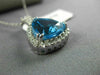 ESTATE LARGE 6.65CT DIAMOND & AAA BLUE TOPAZ 14KT WHITE GOLD 3D TRILLION PENDANT