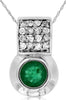 .63CT DIAMOND & AAA EMERALD 14KT WHITE GOLD 3D BEZEL SQUARE FUN FLOATING PENDANT