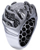 EXTRA LARGE 1.9CT WHITE & BLACK DIAMOND 18KT WHITE GOLD FLORAL MULTI FLAME RING
