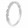ESTATE .13CT DIAMOND 14K WHITE GOLD LEAF FILIGREE SEMI ETERNITY ANNIVERSARY RING