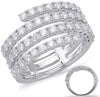 ESTATE LARGE 1.50CT DIAMOND 14KT WHITE GOLD 4 ROW CRISS CROSS CLASSIC FUN RING