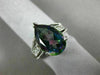 LARGE 5.15CT DIAMOND & AAA MYSTIC TOPAZ 14KT WHITE GOLD FILIGREE ENGAGEMENT RING