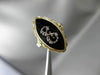 ANTIQUE OLD MINE DIAMOND & ONYX 14KT TWO TONE GOLD SWIRL MARQUISE RING #21458