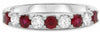 ESTATE .83CT DIAMOND & AAA RUBY 14K WHITE GOLD 3D SEMI ETERNITY ANNIVERSARY RING