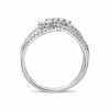 ESTATE WIDE .63CT DIAMOND 14KT WHITE GOLD MULTI ROW CRISS CROSS LEAF LOVE RING
