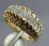 WIDE 1.26CT DIAMOND 14KT YELLOW GOLD 3D ROUND & BAGUETTE 3 ROW ANNIVERSARY RING