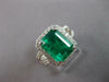 LARGE 4.46CT DIAMOND & AAA EMERALD 18KT WHITE GOLD EMERALD CUT ENGAGEMENT RING