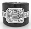 LARGE 2.30CT DIAMOND & BLACK ENAMEL 18KT WHITE GOLD 3D SQUARE INVISIBLE FUN RING