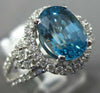 LARGE 4.05CT DIAMOND & AAA BLUE ZIRCON 14KT WHITE GOLD OVAL HALO ENGAGEMENT RING