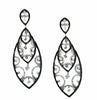 ESTATE 3.90CT WHITE & BLACK DIAMOND 14K WHITE GOLD 3D TEAR DROP HANGING EARRINGS