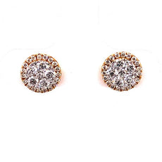 ESTATE .80CT DIAMOND 18KT YELLOW GOLD CLASSIC ROUND CLUSTER HALO STUD EARRINGS