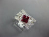 LARGE 1.52CT DIAMOND & AAA RUBY 14K WHITE GOLD 3D PRINCESS CRISS CROSS LOVE RING