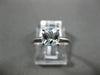 ESTATE .80CT AAA AQUAMARINE 14KT WHITE GOLD 3D SQUARE SOLITAIRE PROMISE RING