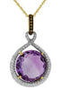 LARGE 14.49CT WHITE & MOCHA DIAMOND & AAA AMETHYST 14K TRI COLOR GOLD 3D PENDANT