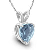 .50CT AAA AQUAMARINE 14KT WHITE GOLD SOLITAIRE HEART SHAPE LOVE FLOATING PENDANT