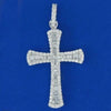 ESTATE .75CT DIAMOND 18KT WHITE GOLD 3D ROUND & BAGUETTE CLASSIC CROSS PENDANT