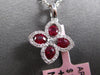 ESTATE .53CT DIAMOND & AAA RUBY 14KT WHITE GOLD MULTI LEAF FLOWER LOVE PENDANT