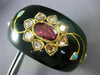 ANTIQUE LARGE ROSE CUT DIAMOND & TOURMALINE 22KT YELLOW GOLD FLOWER BANGLE 24327