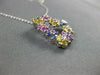 ESTATE 1.23CT AAA MULTI COLOR SAPPHIRE 14KT WHITE GOLD 3D HEART FLOATING PENDANT