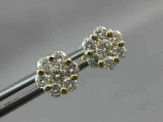 ESTATE .88CT ROUND DIAMOND DESIGN 14K YELLOW GOLD EARRINGS FLOWER CLUSTER #21814