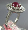 WIDE 2.74CT DIAMOND & AAA CABOCHON RUBY 18KT WHITE GOLD OVAL & ROUND FLOWER RING