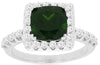 LARGE 2.85CT DIAMOND & AAA RUSSALITE 14KT WHITE GOLD 3D CUSHION ENGAGEMENT RING