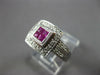 ESTATE WIDE .84CT DIAMOND & AAA RUBY 14K WHITE GOLD PRINCESS & ROUND SQUARE RING