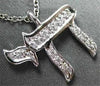 ESTATE .30CT DIAMOND 14KT WHITE GOLD CHAI PENDANT & CHAIN F/G VS 18X19MM #2064