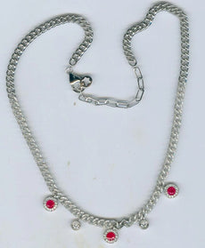 2.59CT DIAMOND & AAA RUBY 14KT WHITE GOLD BY THE YARD CUBAN ADJUSTABLE NECKLACE