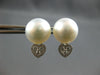 LARGE .29CT DIAMOND AAA TAHITIAN PEARL 18KT WHITE GOLD HEART SHAPE STUD EARRINGS