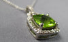 LARGE 2.15CT DIAMOND & AAA PERIDOT 14KT WHITE GOLD SQUARE HALO FLOATING PENDANT
