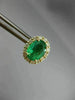 ESTATE 2.12CT DIAMOND & AAA EMERALD 14KT YELLOW GOLD 3D OVAL HALO STUD EARRINGS