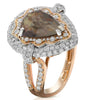 LARGE 3.81CT WHITE & ICE DIAMOND 18KT WHITE & ROSE GOLD 3D TRILLION & ROUND RING