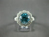 ESTATE LARGE 5.50CT DIAMOND & BLUE ZIRCON 18KT WHITE GOLD FLOWER ENGAGEMENT RING